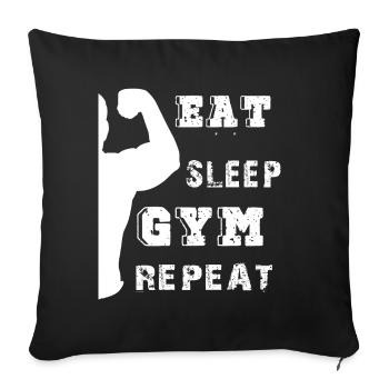 Eat sleep gym repeat Outfit - Sofa pillowcase 17,3'' x 17,3'' (45 x 45 cm) - black - Front