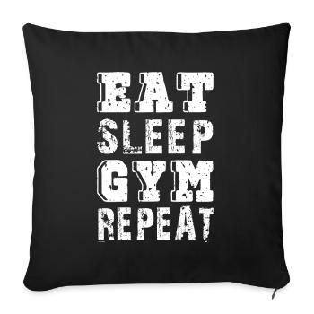 Eat sleep gym repeat - Sofa pillowcase 17,3'' x 17,3'' (45 x 45 cm) - black - Front