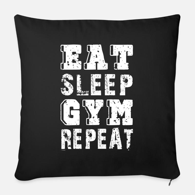Manger gymnase de sommeil répéter - Housse de coussin décorative 45 x 45 cm - noir