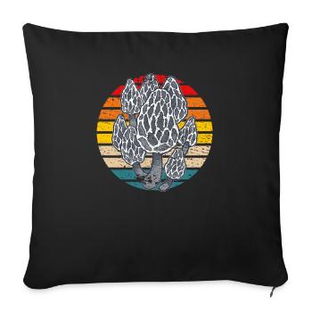 Champignon Champignon Rétro Vintage - Housse de coussin décorative 45 x 45 cm - noir - Devant