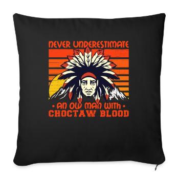Never Underestimate Old Choctaw Man - Sofa pillowcase 17,3'' x 17,3'' (45 x 45 cm) - black - Front