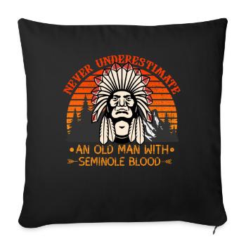 Never Underestimate Old Seminole Man - Sofa pillowcase 17,3'' x 17,3'' (45 x 45 cm) - black - Front