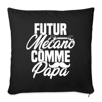 Futur mécano comme papa Cadeau futur mécano - Housse de coussin décorative 45 x 45 cm - noir - Devant