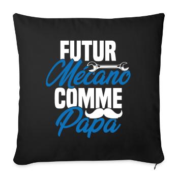 Futur mécano comme papa Cadeau futur mécano - Housse de coussin décorative 45 x 45 cm - noir - Devant