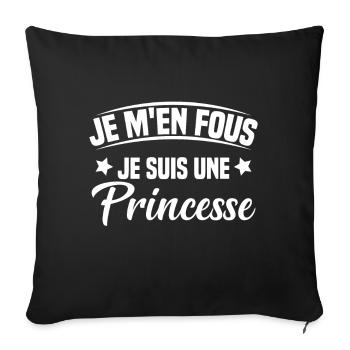 je m'en fou je suis une princesse - Housse de coussin décorative 45 x 45 cm - noir - Devant