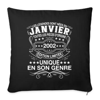 Les légendes sont nées en janvier 2002 cadeau - Housse de coussin décorative 45 x 45 cm - noir - Devant