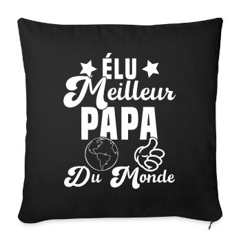 Élu Meilleur Papa Du Monde Fête Des Pères - Housse de coussin décorative 45 x 45 cm - noir - Devant