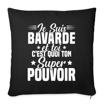 Fille Bavarde Phrase Drôle Super Pouvoir Cadeau - Housse de coussin décorative 45 x 45 cm - noir - Devant