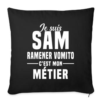 Cadeau drôle alcool je suis humour soirée vomito - Housse de coussin décorative 45 x 45 cm - noir - Devant