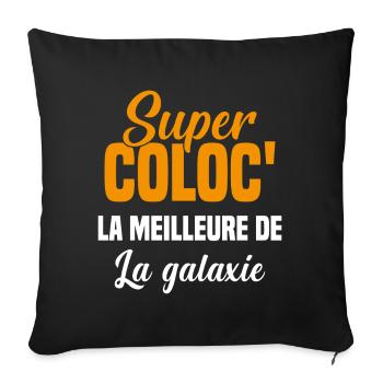 Super colocataire cadeau drôle fille coloc - Housse de coussin décorative 45 x 45 cm - noir - Devant