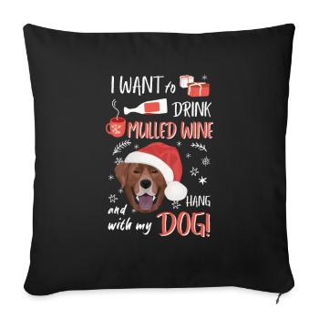 Labrador vin chaud Noël - Housse de coussin décorative 45 x 45 cm - noir - Devant