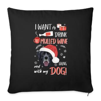 Labrador vin chaud Noël - Housse de coussin décorative 45 x 45 cm - noir - Devant