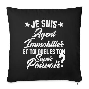 Super Agent Immobilier Humour Cadeau - Housse de coussin décorative 45 x 45 cm - noir - Devant