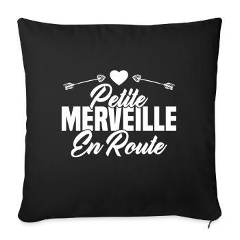 Femme Petite Merveille En Route Future Grossesse - Housse de coussin décorative 45 x 45 cm - noir - Devant