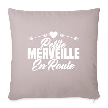 Femme Petite Merveille En Route Future Grossesse - Housse de coussin décorative 45 x 45 cm - taupe clair - Devant