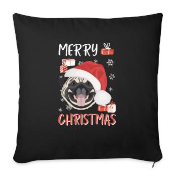 Pug Merry Christmas - Sofa pillowcase 17,3'' x 17,3'' (45 x 45 cm) - black - Front