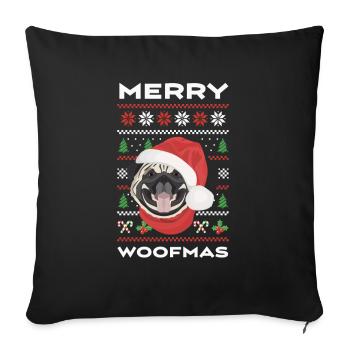 Pug Merry Christmas - Sofa pillowcase 17,3'' x 17,3'' (45 x 45 cm) - black - Front