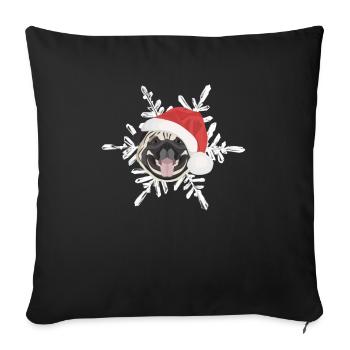 Pug Merry Christmas - Sofa pillowcase 17,3'' x 17,3'' (45 x 45 cm) - black - Front