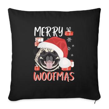 Pug Merry Christmas - Sofa pillowcase 17,3'' x 17,3'' (45 x 45 cm) - black - Front