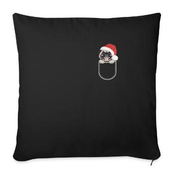 Pug Merry Christmas - Sofa pillowcase 17,3'' x 17,3'' (45 x 45 cm) - black - Front