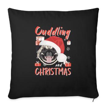 Pug Merry Christmas - Sofa pillowcase 17,3'' x 17,3'' (45 x 45 cm) - black - Front