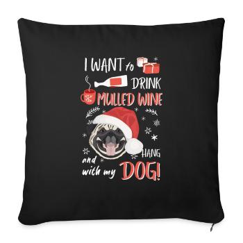 Pug Mulled Wine Christmas - Sofa pillowcase 17,3'' x 17,3'' (45 x 45 cm) - black - Front
