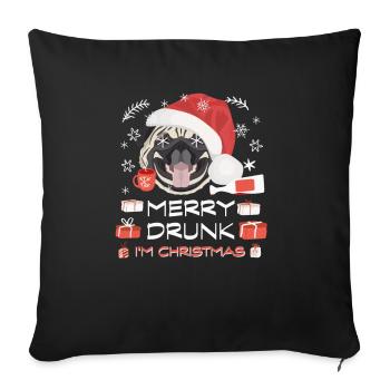 Pug Christmas Market - Sofa pillowcase 17,3'' x 17,3'' (45 x 45 cm) - black - Front