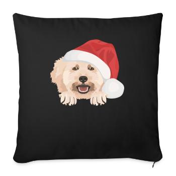 Pudel Frohe Weihnachten - Sofakissenbezug 45 x 45 cm - Schwarz - Vorne