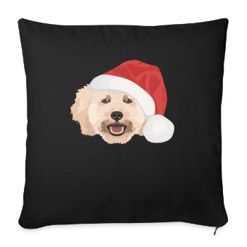 Pudel Frohe Weihnachten - Sofakissenbezug 45 x 45 cm - Schwarz - Vorne