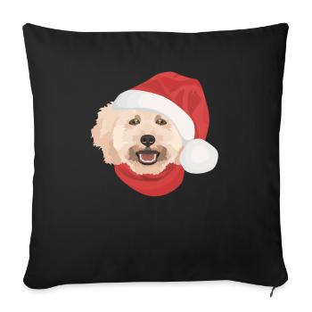 Pudel Frohe Weihnachten - Sofakissenbezug 45 x 45 cm - Schwarz - Vorne