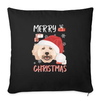 Pudel Frohe Weihnachten - Sofakissenbezug 45 x 45 cm - Schwarz - Vorne