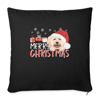 Pudel Frohe Weihnachten - Sofakissenbezug 45 x 45 cm - Schwarz - Vorne