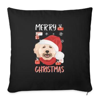 Pudel Frohe Weihnachten - Sofakissenbezug 45 x 45 cm - Schwarz - Vorne