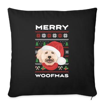 Pudel Frohe Weihnachten - Sofakissenbezug 45 x 45 cm - Schwarz - Vorne