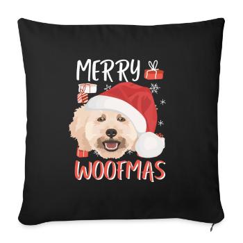 Pudel Frohe Weihnachten - Sofakissenbezug 45 x 45 cm - Schwarz - Vorne