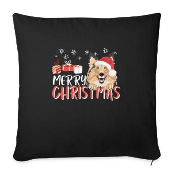 Shetland Sheepdog Merry Christmas - Sofa pillowcase 17,3'' x 17,3'' (45 x 45 cm) - black - Front