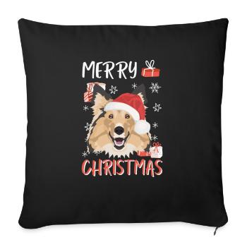 Shetland Sheepdog Merry Christmas - Sofa pillowcase 17,3'' x 17,3'' (45 x 45 cm) - black - Front