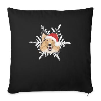 Shetland Sheepdog Merry Christmas - Sofa pillowcase 17,3'' x 17,3'' (45 x 45 cm) - black - Front