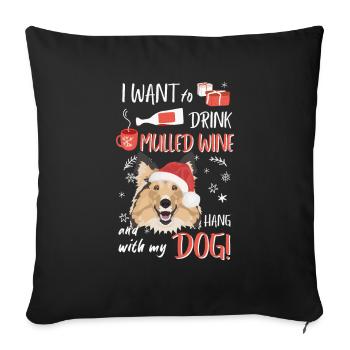 Shetland Sheepdog vin chaud Noël - Housse de coussin décorative 45 x 45 cm - noir - Devant