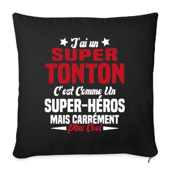 Super Héros Tonton Cool Humour Oncle - Housse de coussin décorative 45 x 45 cm - noir - Devant