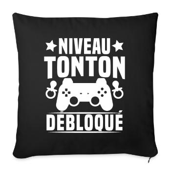 niveau tonton débloqué rétro oncle gamer geek - Housse de coussin décorative 45 x 45 cm - noir - Devant