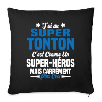 Super Héros Tonton Cool Humour Oncle - Housse de coussin décorative 45 x 45 cm - noir - Devant