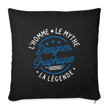 Designer Graphique L Homme Le Mythe La Légende - Housse de coussin décorative 45 x 45 cm - noir - Devant