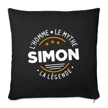 Simon L'Homme Le Mythe La Légende Cadeau Humour - Housse de coussin décorative 45 x 45 cm - noir - Devant