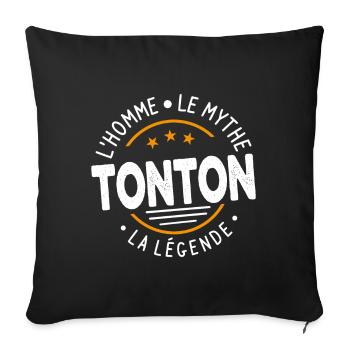 Tonton l'homme le mythe la légende Cadeau Tonton - Housse de coussin décorative 45 x 45 cm - noir - Devant
