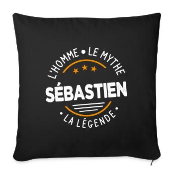 Sébastien L'Homme LeMythe La Légende Cadeau Humour - Housse de coussin décorative 45 x 45 cm - noir - Devant