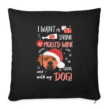 Rhodesian Ridgeback Vin chaud Noël - Housse de coussin décorative 45 x 45 cm - noir - Devant
