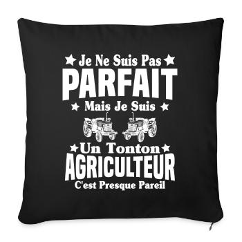 Pas parfait mais je suis un Tonton Agriculteur - Housse de coussin décorative 45 x 45 cm - noir - Devant