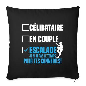 Escalade Célibataire En Couple Cadeau Humour - Housse de coussin décorative 45 x 45 cm - noir - Devant