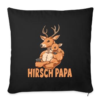 Starker Hirsch mit Hirsch Kind - Sofakissenbezug 45 x 45 cm - Schwarz - Vorne